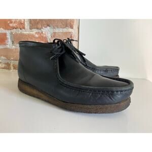 Clark's Wallace‎ Desert Chukka Boots Black Leather Men's Size 11.5M